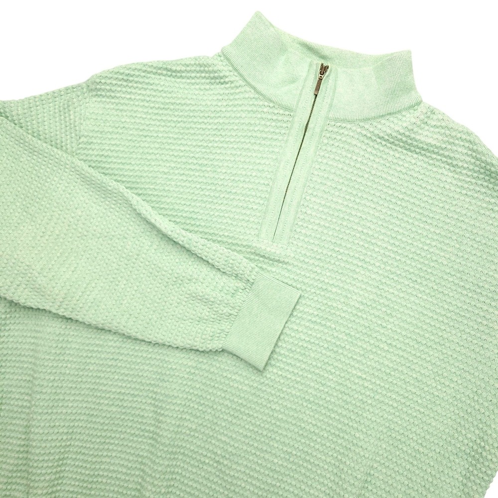 St. Croix Sweater lUXURY Mens 2XL Green Cashmere Cotton 1/4 Zip Pullover‎ USA